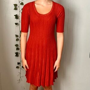 Deep Pumpkin Orange, Fall Orange,  Half Sleeved, Midi Sweater Dress